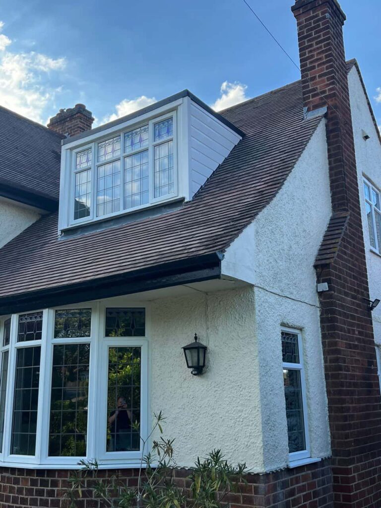 This is a photo of a dormer window which has just had some repairs carried out where the roof and the dormer meet. Works carried out by LJ Roofing Chippenham